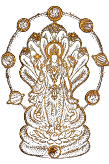 Vedic deity surrounded by the nine planets